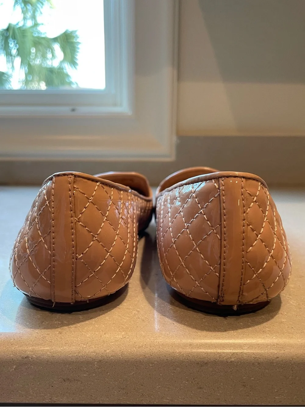 Tory Burch Quilted PatentLeather Ballet Flats | Light Oak
